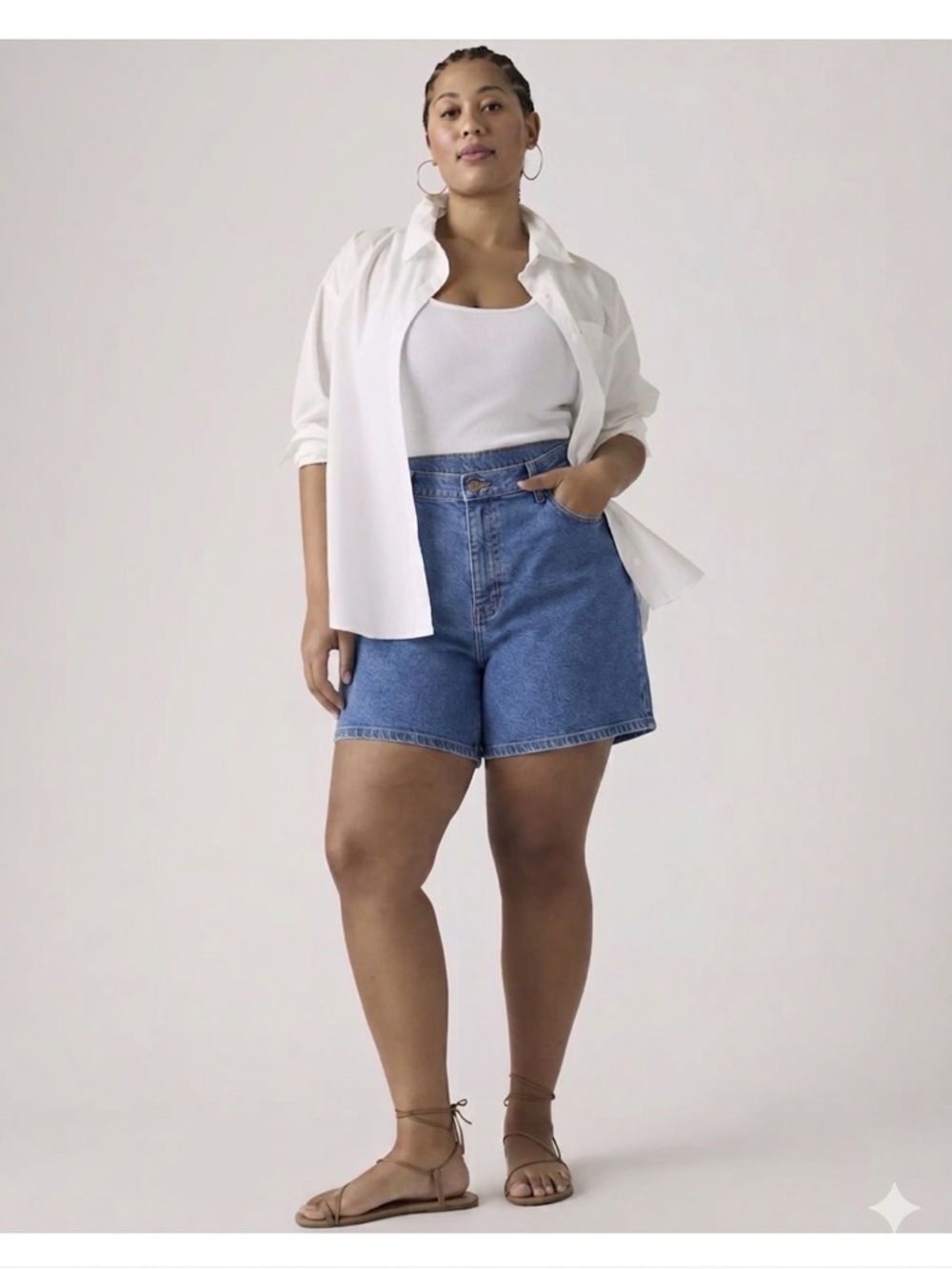 Cherokee Classic Stretch High-Rise Denim Jean Short 6" Women's Plus Size 18W
